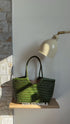 <tc>Carmel - Bolso de piel auténtica tejida a mano en forma de U Verde</tc>